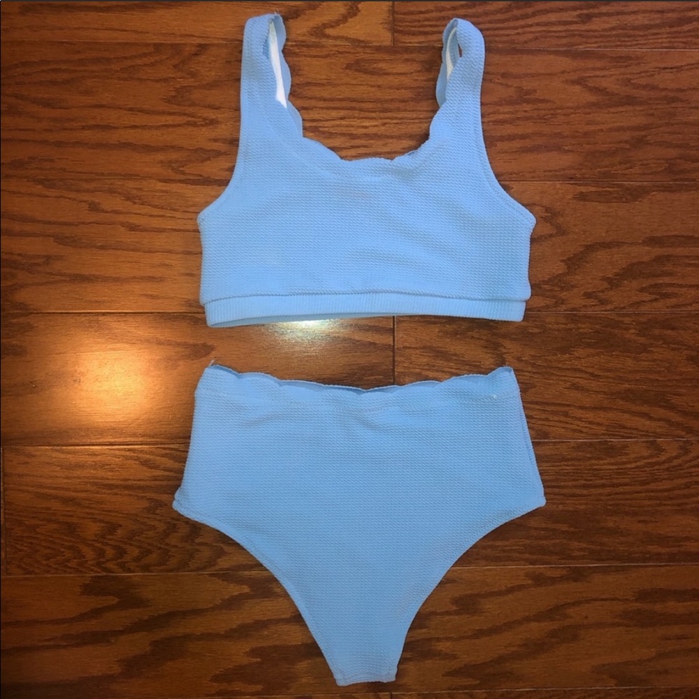Baby blue high waisted bathing suit